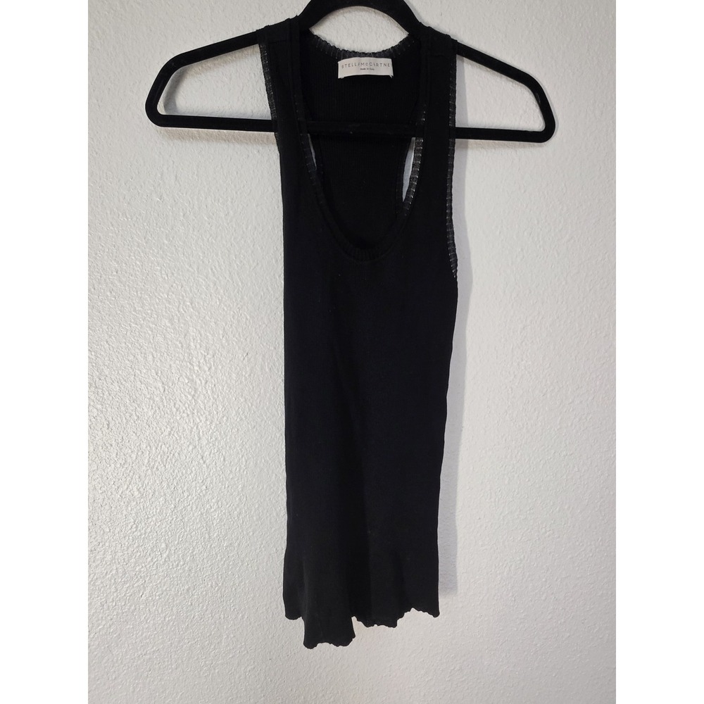 Stella McCartney Black Cotton Tank Top Size 40 Sleeveless Round Neck Cami